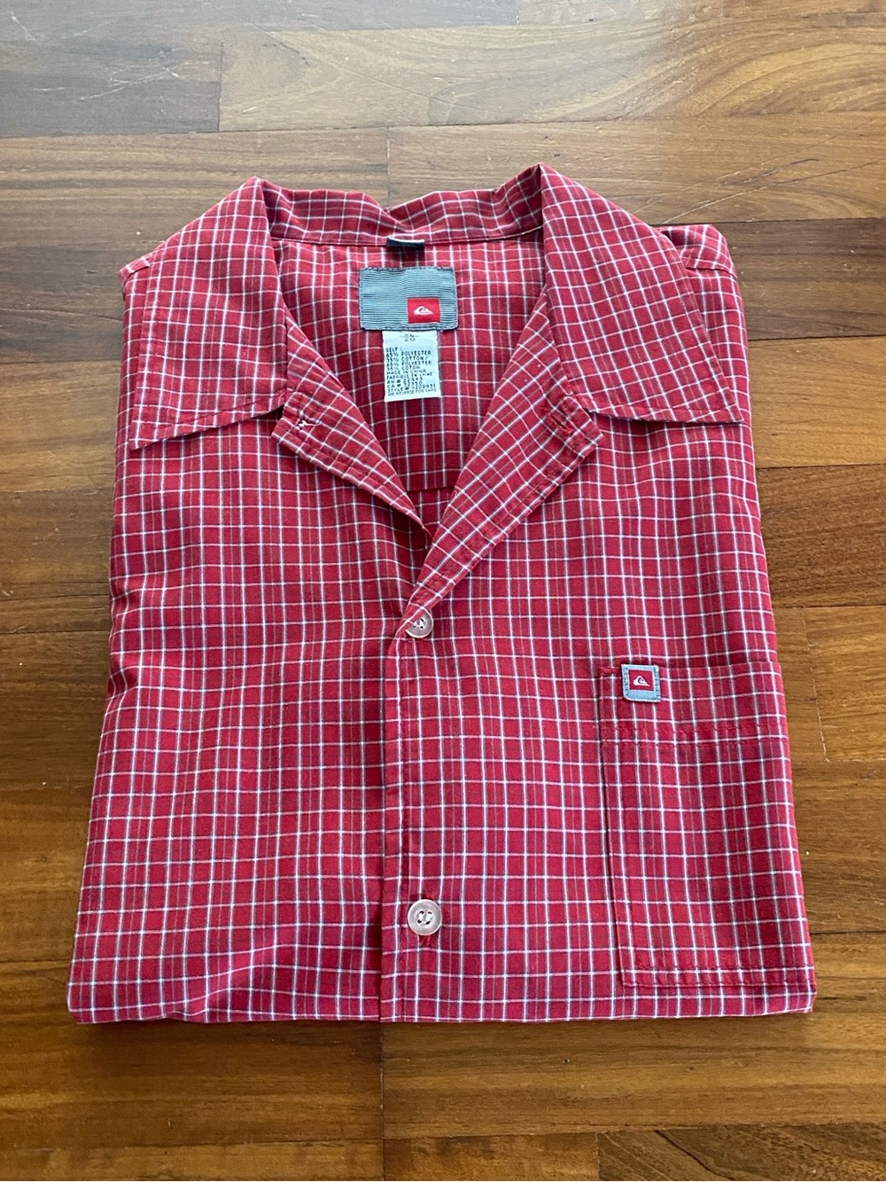 Boys’ XL Quiksilver Red Windowpane Button-Down Shirt